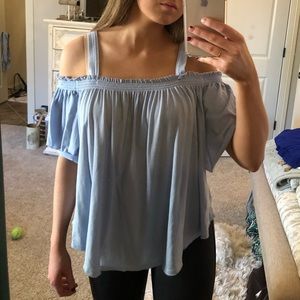 Blue off the shoulder top - Size Small